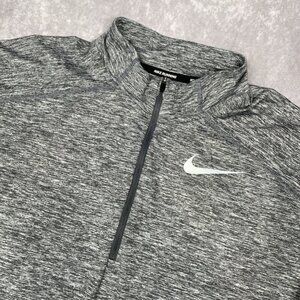 Nike Running 1/4 Zip Dri-Fit Shirt Mens Sm Gray Long Sleeve Swoosh Thumb Holes